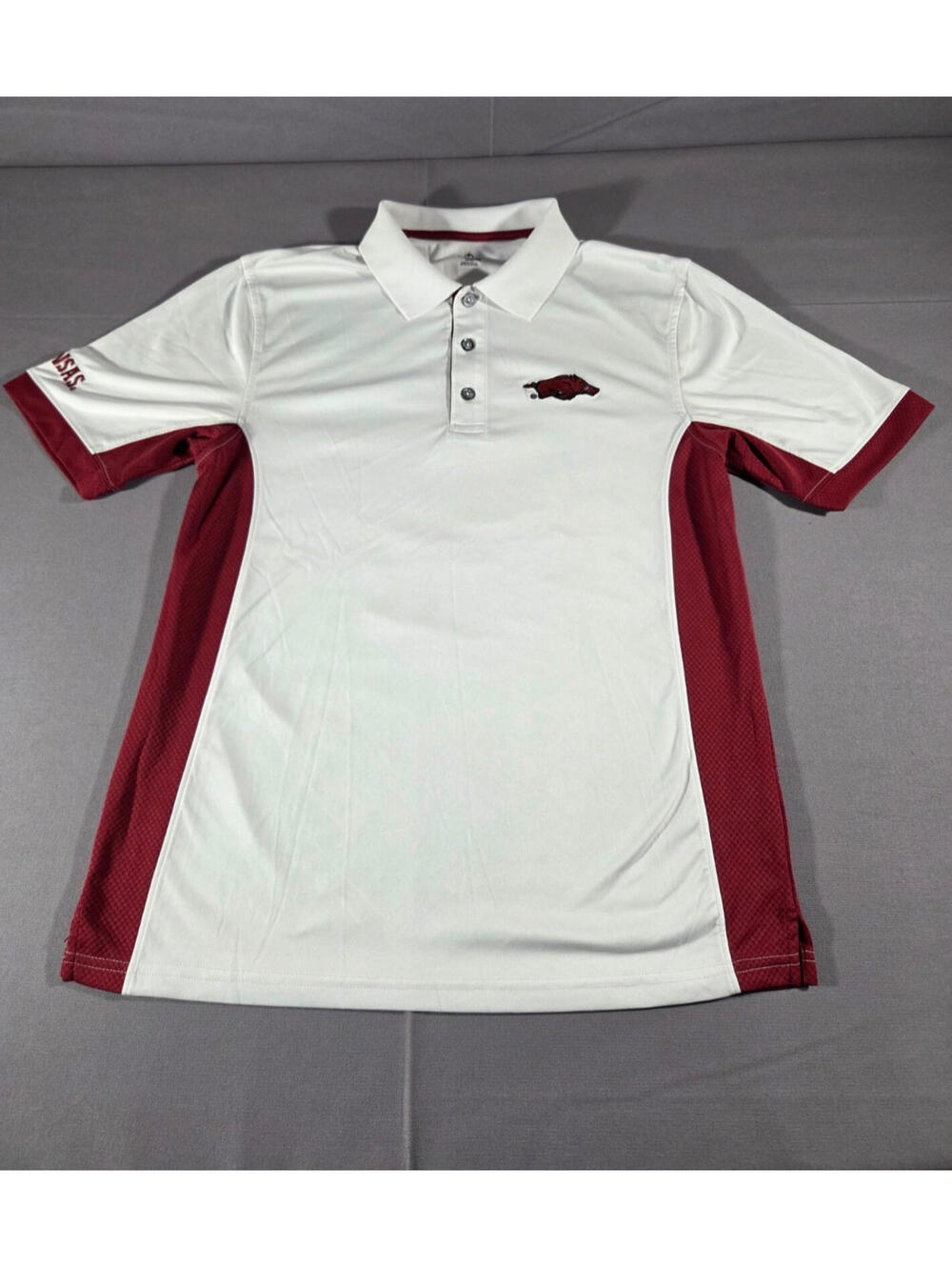 Arkansas Razorbacks Polo Shirt Mens Medium White Red NCAA